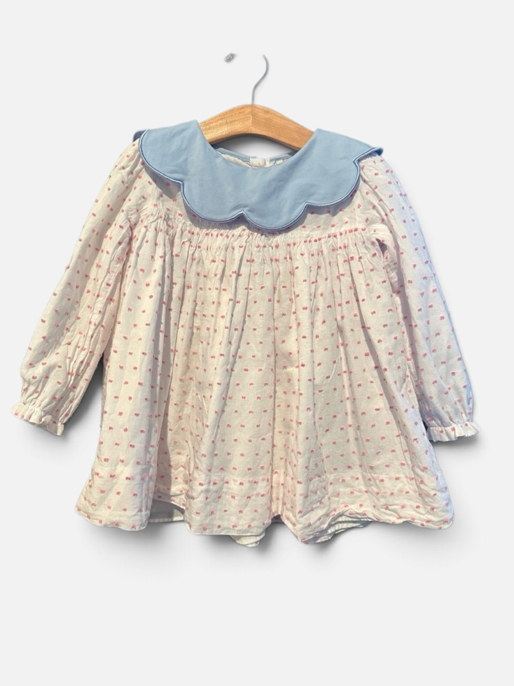 Cecil and Lou Blue Collar Pink Dot Long-Sleeve Top